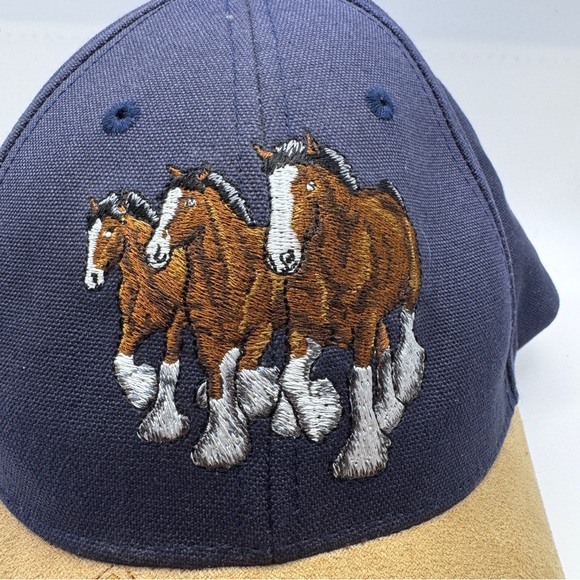 Budweiser Clydesdales Navy and Tan Horse Cap Vintage 90s Trucker Hat Beer - Picture 11 of 11
